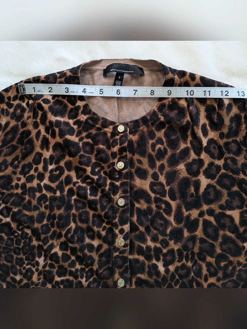 NWOT White House Black Market Leopard Print Crewneck Long Sleeve Cardigan Size S - Picture 5 of 10
